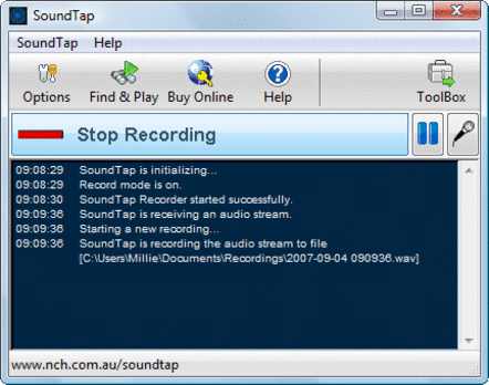 soundtap streaming audio recorder code